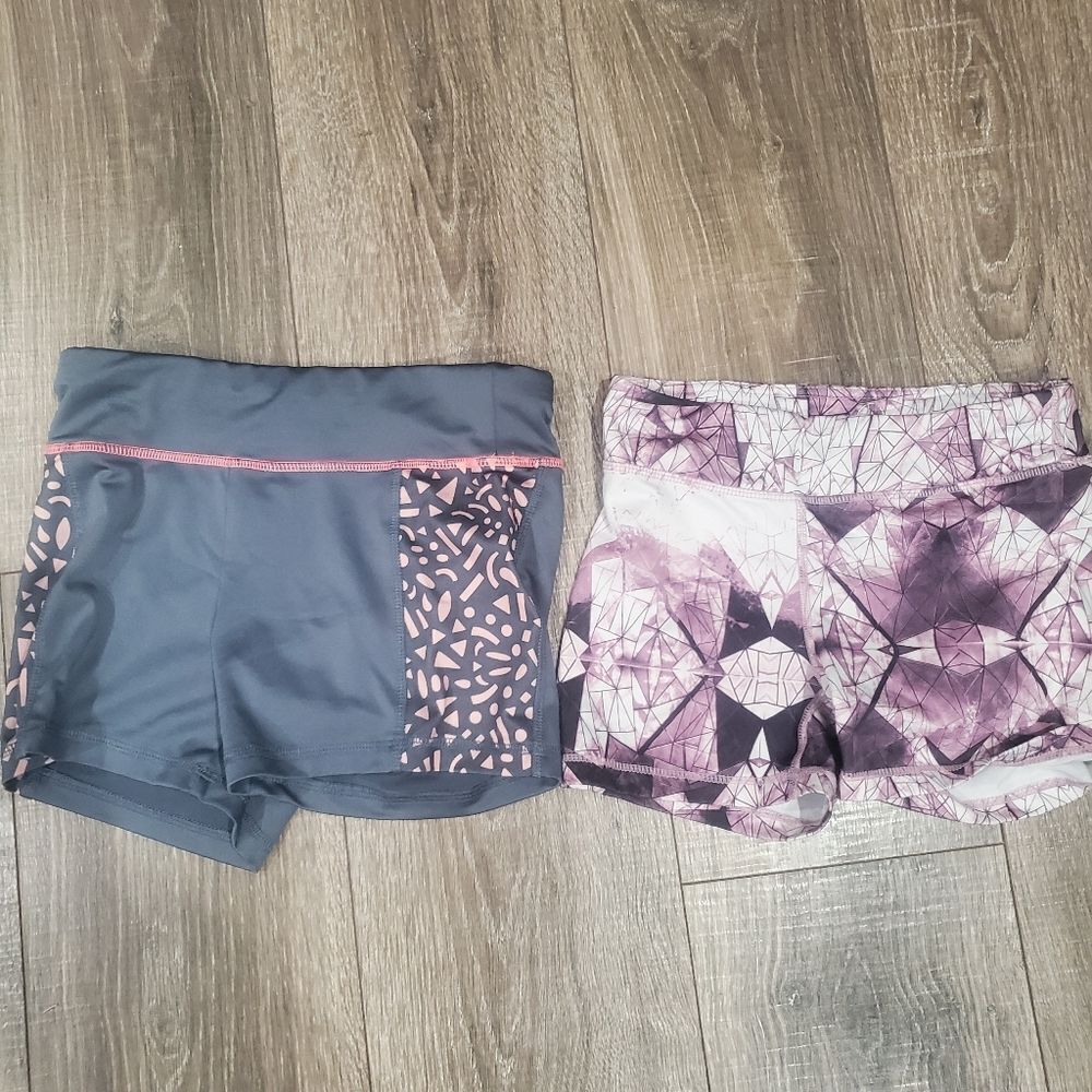 Girl Compression Shorts Size 12 Shorts Set Justice Gray and 90 Degrees Purple